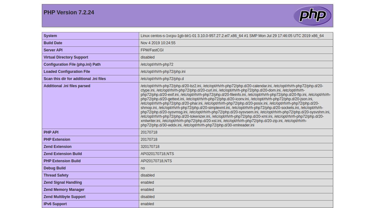 PHP 7.2 信息页