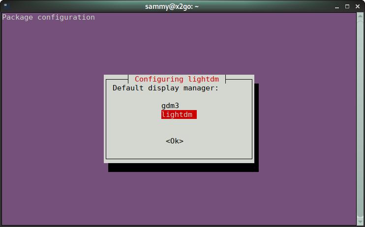 Choosing lightdm as display manager