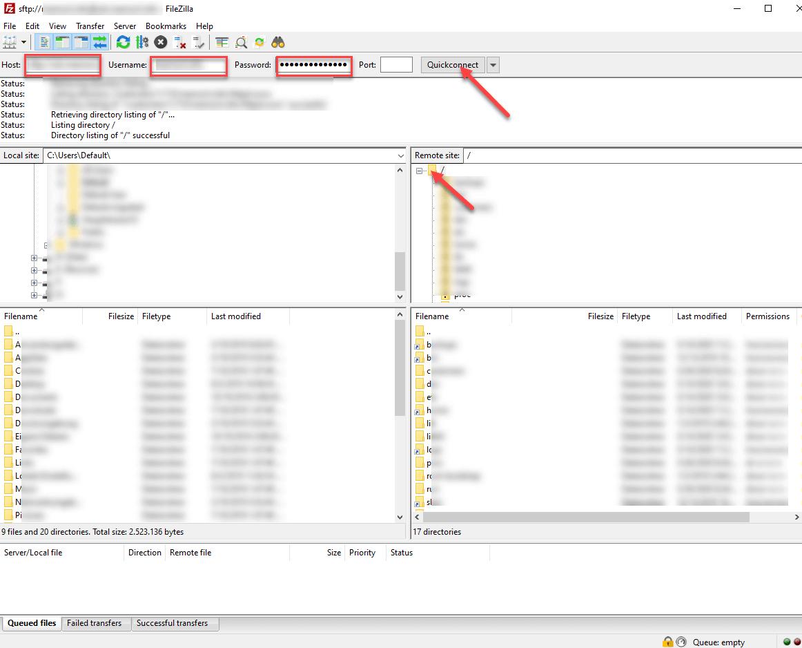 FTP 程序 FileZilla – 服务器访问