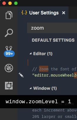 VSCode Zoom Level preview