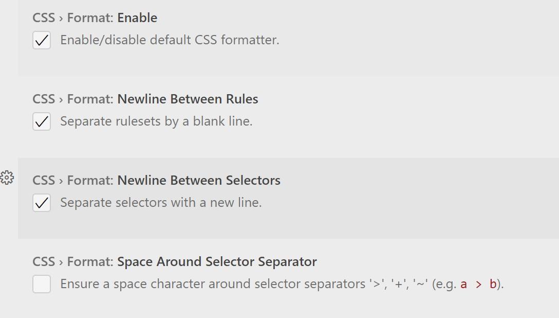 built-in css formatting options
