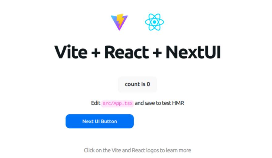 nextui button with react js using typescript and vite