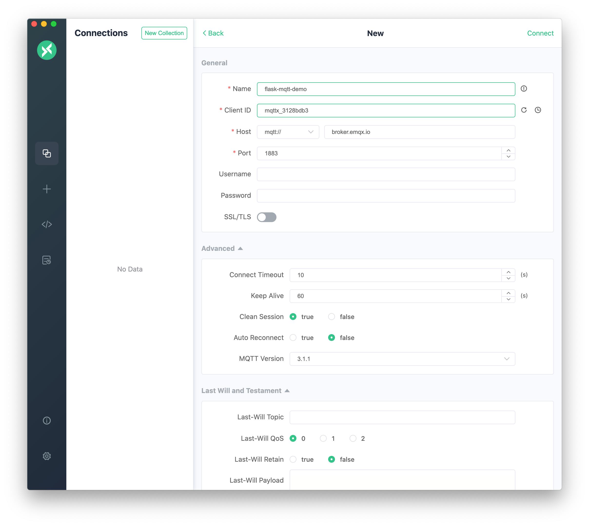 MQTT X 新连接