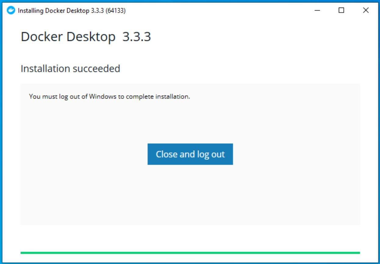 Once Docker is done installing you'll need to logout and log back in for changes to take effect