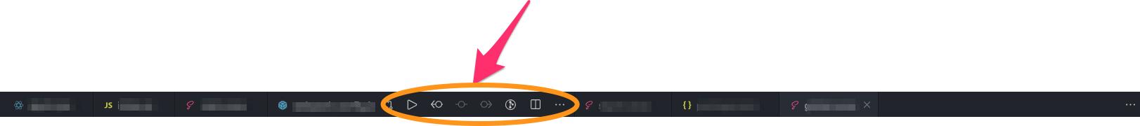 vscode top action menu bar