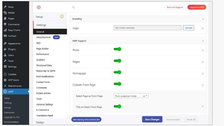 Screenshot of admin interface in AMP for WP Screenshot of admin interface in AMP for WP