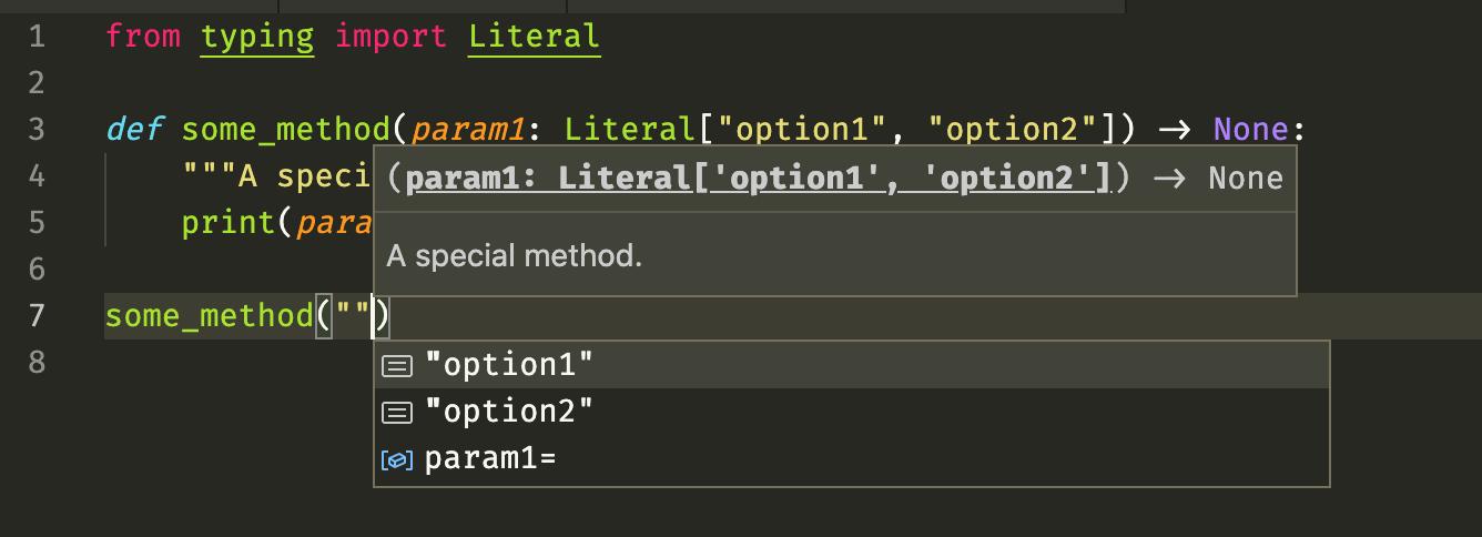 Visual Studio screenshot with Intellisense autocompletion offering 'option1' and 'option2' strings