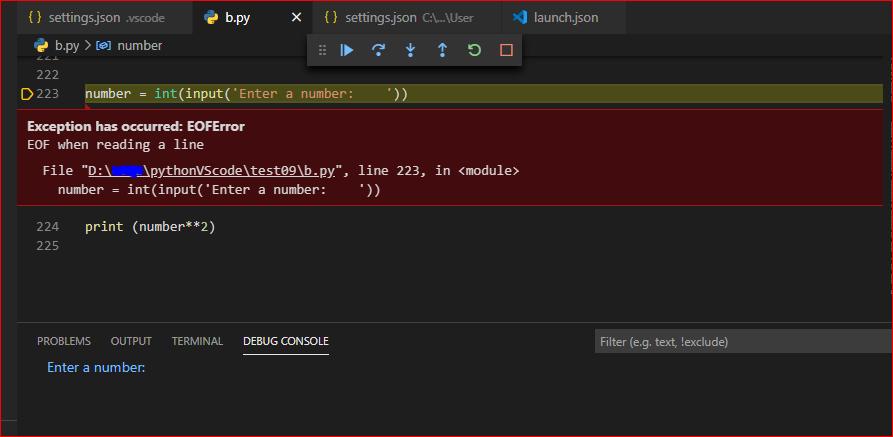 Python 3: EOF when reading a line (Visual Studio Code)_python_开发云应用-开发云