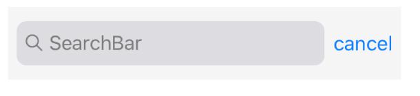 SearchBar 组件中出现的取消按钮的屏幕截图。
