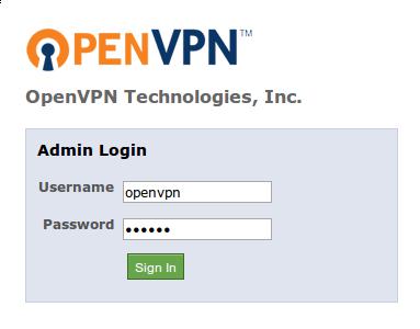 OpenVPN access admin login