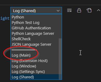 log output of vscode